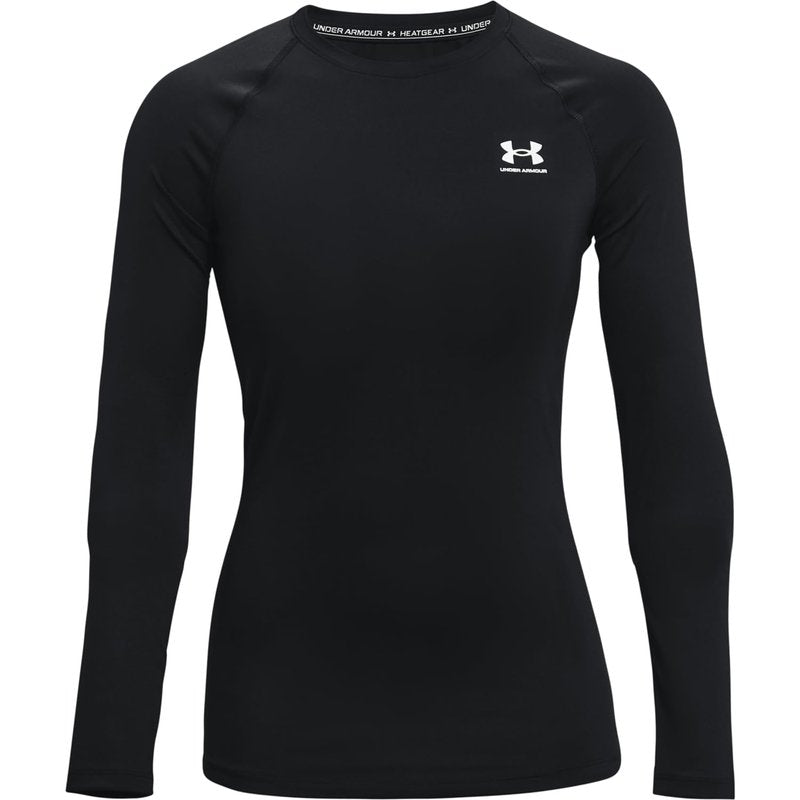 Under Armour Women's HeatGear Compression Long-Sleeve T-Shirt, Black (001)/White, Medium