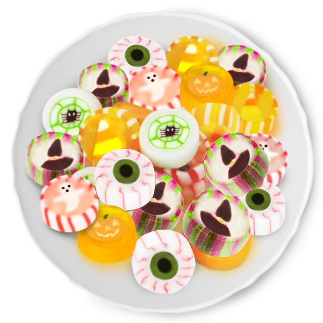 Halloween Candy - Hard Candy Mix Individually Wrapped Bulk 1 LB Bag - Small Hard Candies - Candy Corn, Pumpkin, Ghost, Eyeball, Witch Hat, Spider - Unique and Spooky Candy - Great for Trick or Treat Candy Bags - Office Candy - Approx 118 Pieces - 6 Flavor