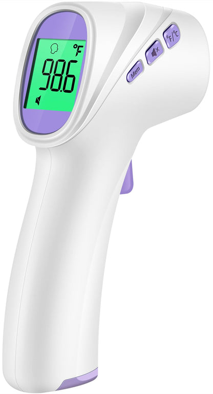 Forehead Thermometer for Adults, Kids & Babies, No-Touch Digital Thermometer with LCD Backlight Display, FSA HSA Eligible, Fever Alarm and 1s Instant Reading - Purple