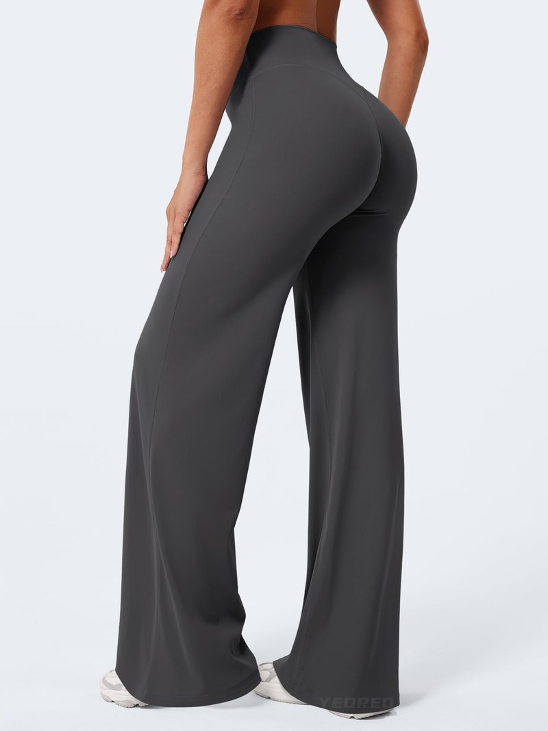 YEOREO Workout Leggings Womens No Front Seam Straight Leggings 33" High Waist Buttery Eddiy Gym Yoga Pants Dark Gray XL