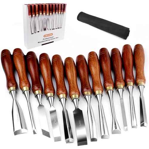 12-Piece Wood Carving Chisel Set - CR-V 60 Steel Multi-Shape Edge Gouges Carving tool for Woodworking Beginners and Professionals with Storage Case