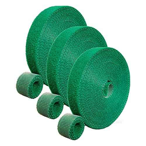 Green Garden Ties|Plant Ties for Climbing Plants 100 feet x1/2¡®¡¯in 3 Rolls|Plant Supports for Effective Growing Strong |Green-Recycled Plastic Garden Twine & Twist Ties for Tomato Stakes