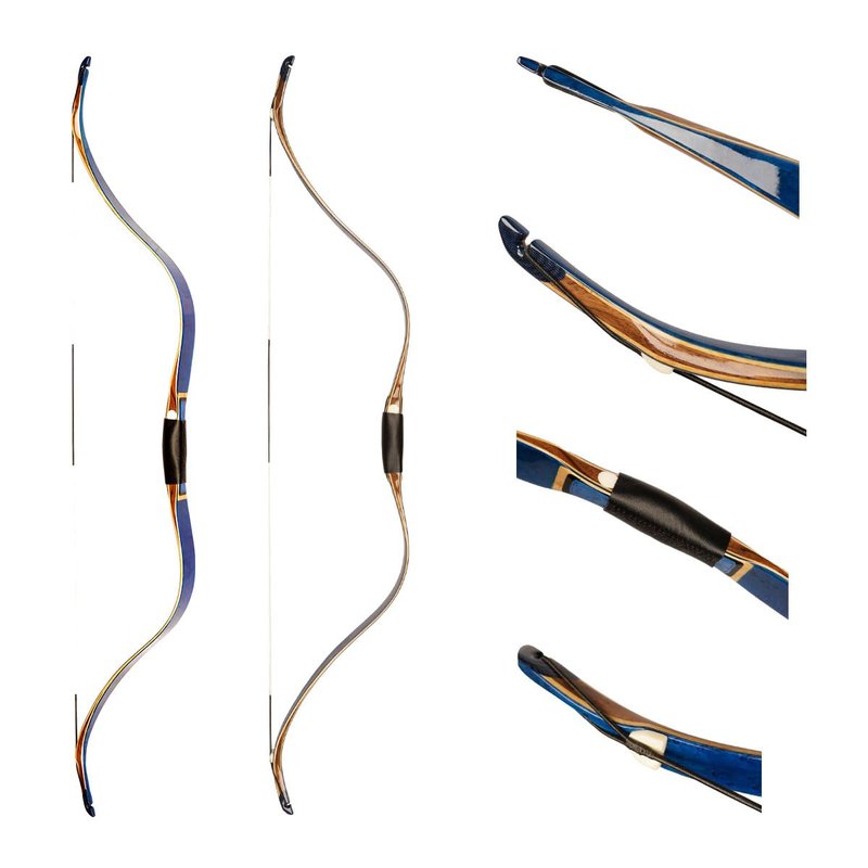 AF Archery Tatar Recurve Bow, 54" Traditional Laminated Horse Bow for Mounted Archery and Precision Shooting Longbow Left Right Hand (Blue Birds Eye, 45lbs)