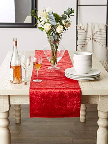 DII Velvet Collection Tabletop, Table Runner, 14x72, Red