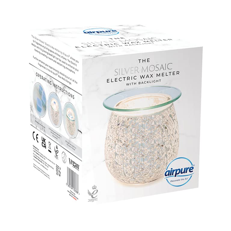airpure The Mosaic Silver Electric Wax Melt Oil Melter Burner with Backlight