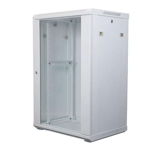 NavePoint 18U Network Cabinet with Glass Door – 18U Wall Mount Server Cabinet White 19” Rack for IT Equipment, AV Devices, Networking Equipment –17” Deep Server Rack Enclosure