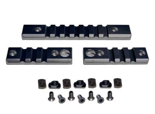 PRESMA 3 Piece Single Picatinny Rail Section Kit M-LOK Style Slots, Black