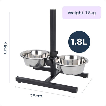 idooka Raised Dog Bowls with Stand Adjustable and Non-Slip - 2x Dishwasher Safe Metal Stainless Steel Raised Dog Bowl for Dog Food Dry or Wet and Water - Dog Accessories for Large or Elderly Dogs