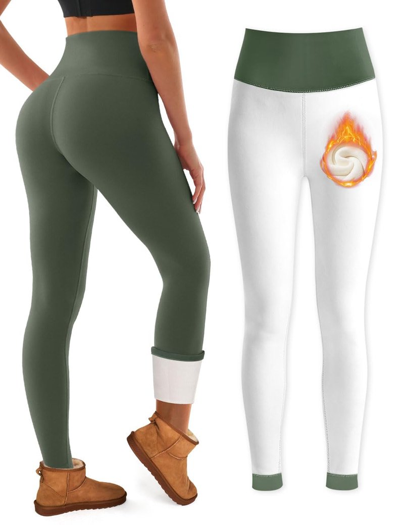 Bluemaple Fleece Lined Leggings Women High Waisted Tummy Control Thermal Warm Workout Hiking Yoga Pants for Cold Winter