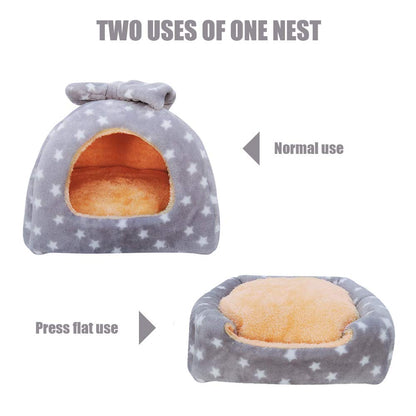 HOMEYA Small Animal Pet Bed, Sleeping House Habitat Nest for Guinea Pig Hamster Hedgehog Rat Chinchilla Hideout Bedding Snuggle Sack Cuddle Cup Cage Accessories with Removable Washable Mat- XL(Grey)