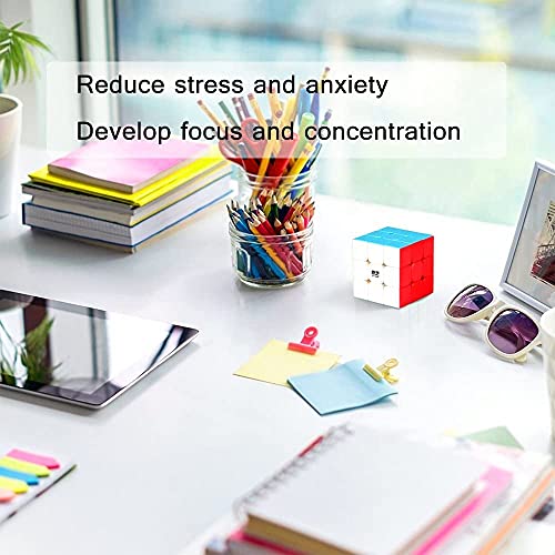 ROXENDA Speed Cube Fast Cube - Fast Smooth Turning Solid Durable & Stickerless Frosted, Best 3D Puzzle Magic Cube Toy - Turns Quicker than Original for kids Gift & Adult & Children(3x3x3 Cube)