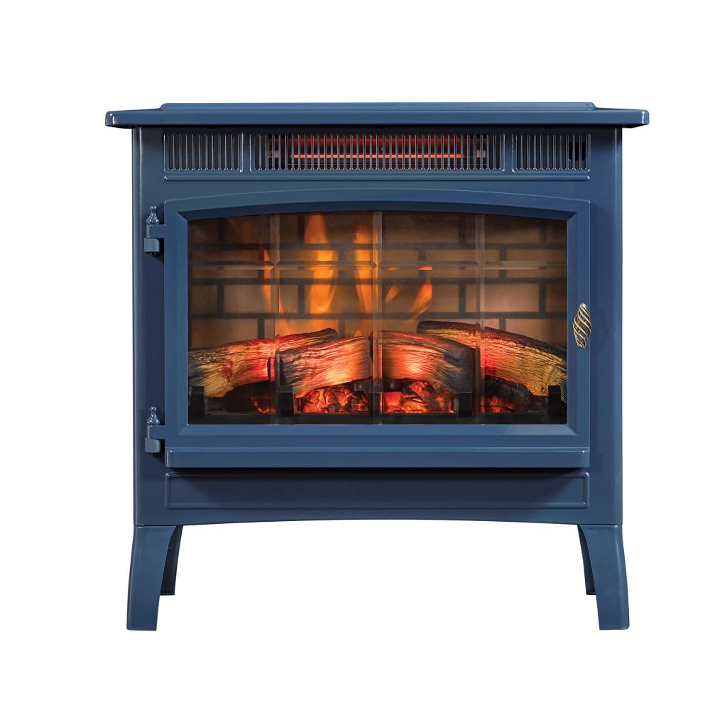 duraflame Freestanding Electric Fireplace Stove Heater with 3D Flame Effect for 1,000 Sq. Ft. Room, Navy