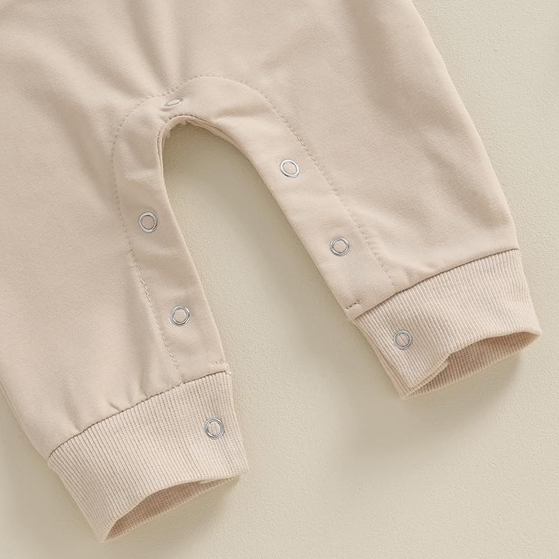 FYBITBO Infant Baby Boy Girl Clothing Santa Long Sleeve Jumpsuit Romper Onesie Cute Newborn Christmas Outfit Winter Clothes (Khaki-My first christmas baby outfit, 6-12 Months)