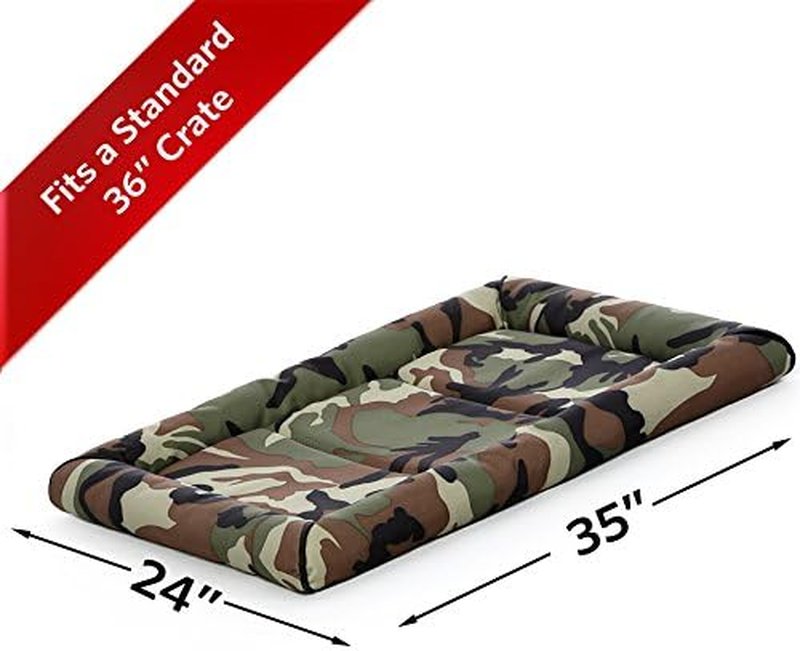 Ultra-Rugged Dog Bed - Water & Odor Resistant, Bolstered Edge, Non-Slip | Fits 36-Inch Crates, Camo