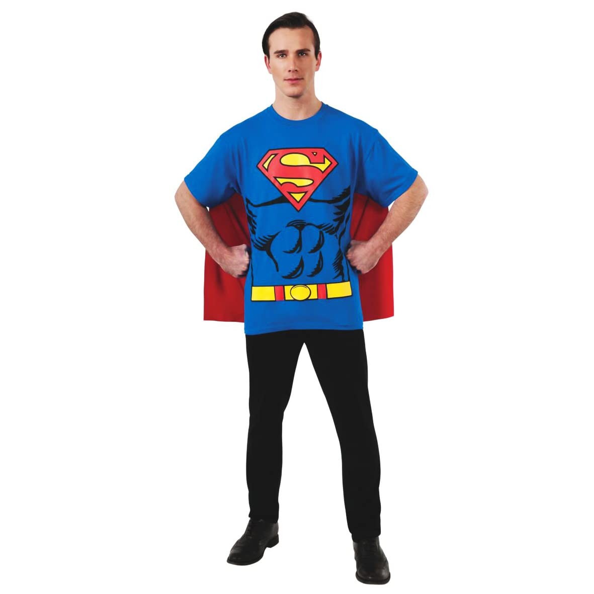 Rubies DC Comics Superheroes: Superman Costume T-Shirt With Cape for Adults, Men's Large