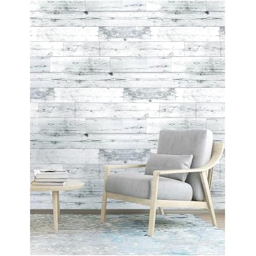 Distressed Wood Wallpaper Peel and Stick Wallpaper Self Adhesive Wall Paper for Home Wood Removable Wallpaper Grey/White Paper for Kitchen Nursery on Background Decorative 17.7''x118.1''