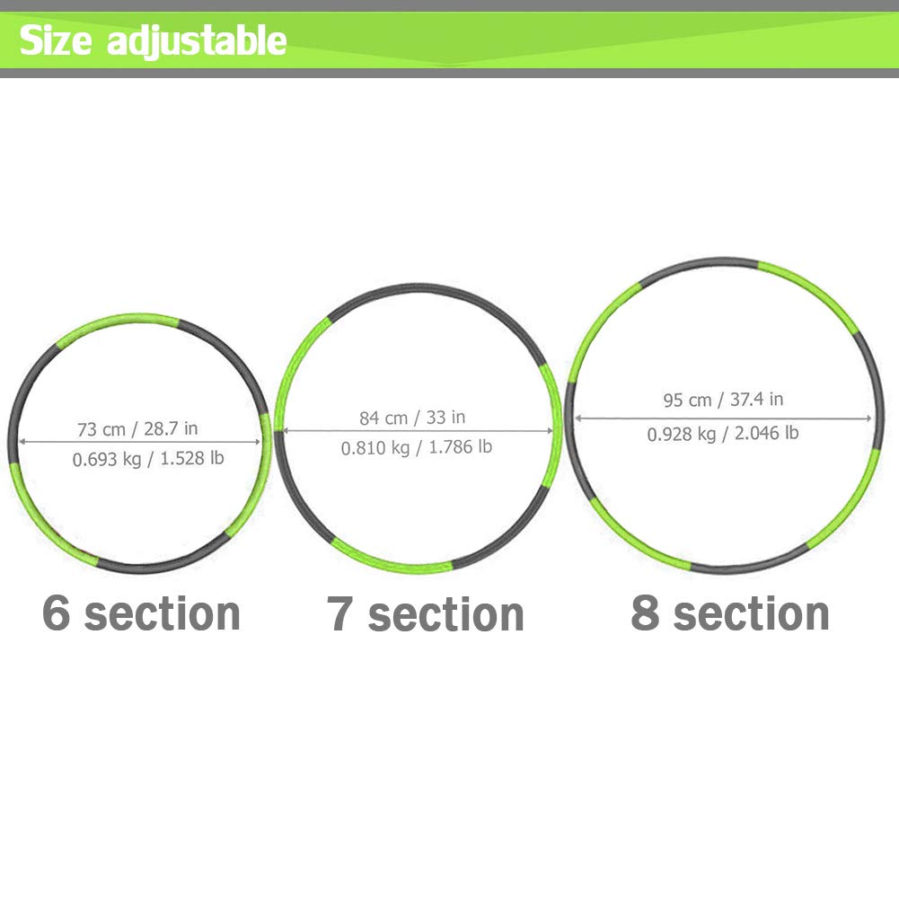 Auoxer Fitness Exercise Weighted Hoops, Lose Weight Fast by Fun Way to Workout, Fat Burning Healthy Model Sports Life, Detachable and Size Adjustable Design