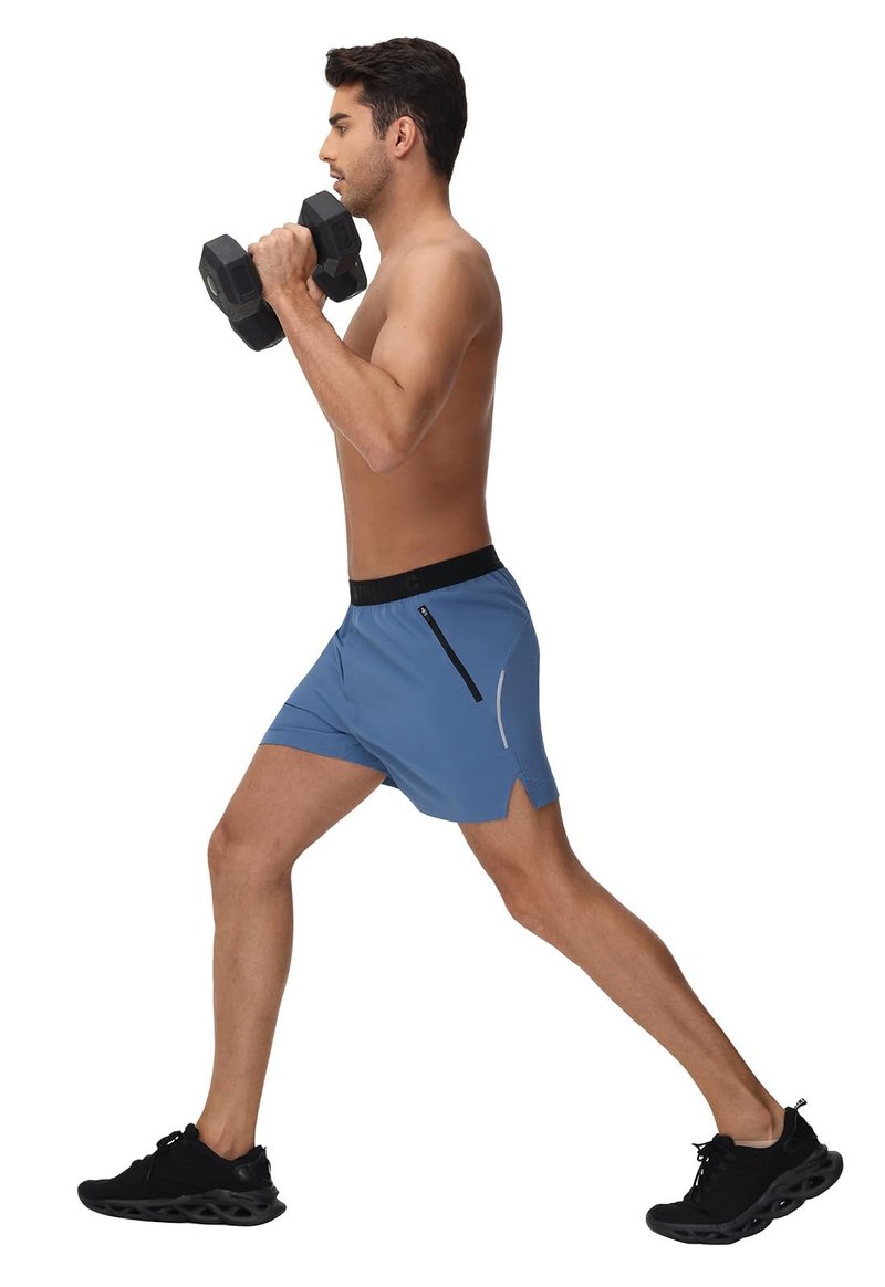 GymBrave Men's 5 inch Athletic Running Shorts with Zipper Pockets Lightweight Quick Dry Workout Gym Shorts for Men Blue S