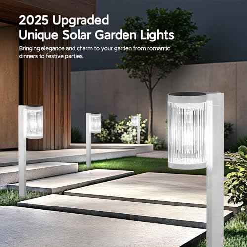 Solar Pathway Lights Outdoor, 6 Pack Upgraded Outdoor Solar Lights for Outside Super Bright Up to 12Hrs, IP65 Waterproof Solar Garden Lights for Yard Landscape Path Walkway Decor(Cool White)