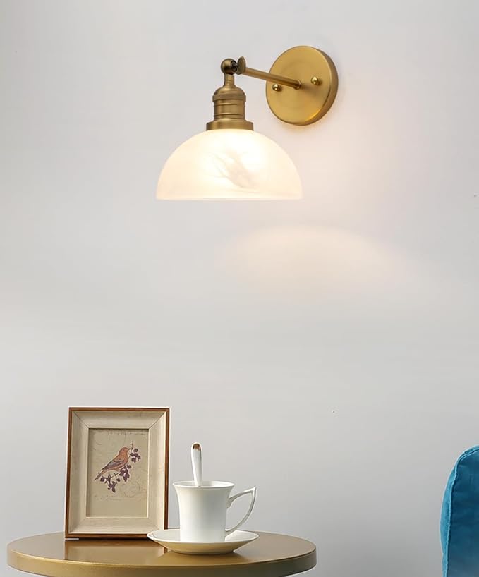 1-Light Vintage Wall Sconce Light with Milk White Glass Shade, Rustic Indoor Wall Mounted Lamp for Bedroom Vanity Bathroom Living Room Over Kitchen Sink