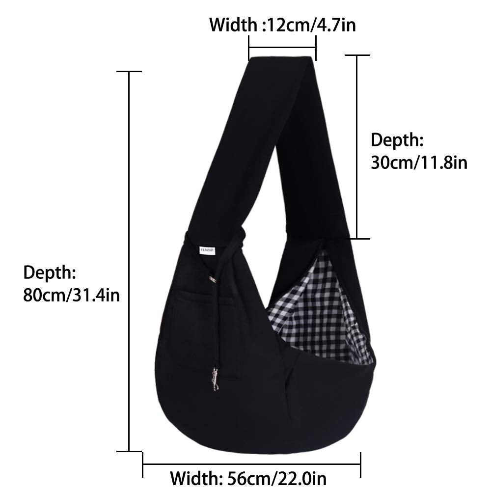 FDJASGY Small Pet Sling Carrier-Hands Free Reversible Pet Papoose Bag Tote Bag with a Pocket Safety Belt Dog Cat for Outdoor Travel Black