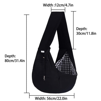 FDJASGY Small Pet Sling Carrier-Hands Free Reversible Pet Papoose Bag Tote Bag with a Pocket Safety Belt Dog Cat for Outdoor Travel Black