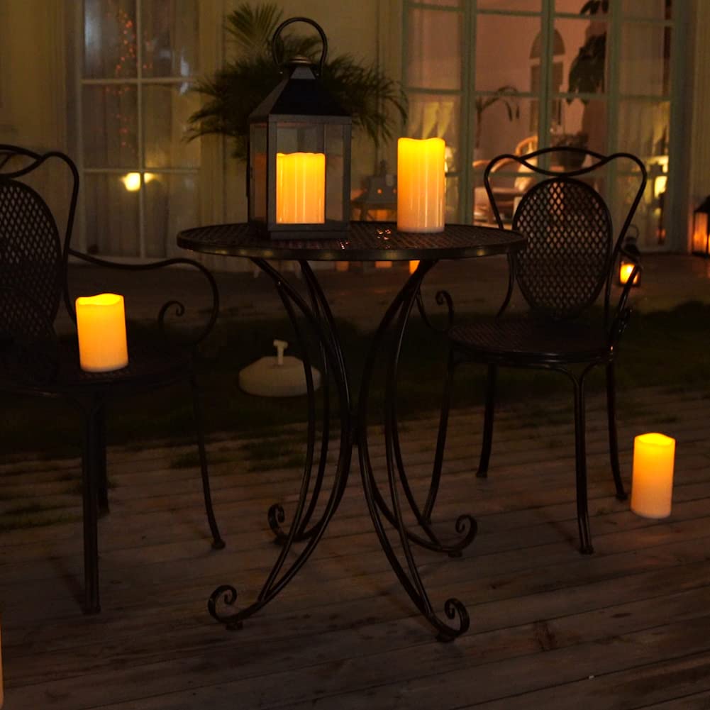 Homemory 10” x 4" Waterproof Outdoor Flameless Candles - Battery Operated Flickering LED Pillar Candles for Indoor Outdoor Lanterns, Long Lasting, Large, Set of 2