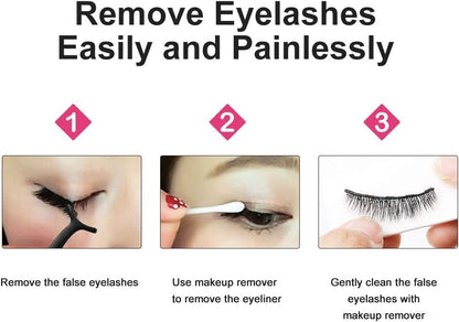 AOMIG Magnetic Eyelashes with Eyeliner Kit, 5 Pairs Natural Look False Eyelashes with Applicator, Waterproof Eyeliner Reusable Fake Lashes for Makeup Eyelashes Extension Black