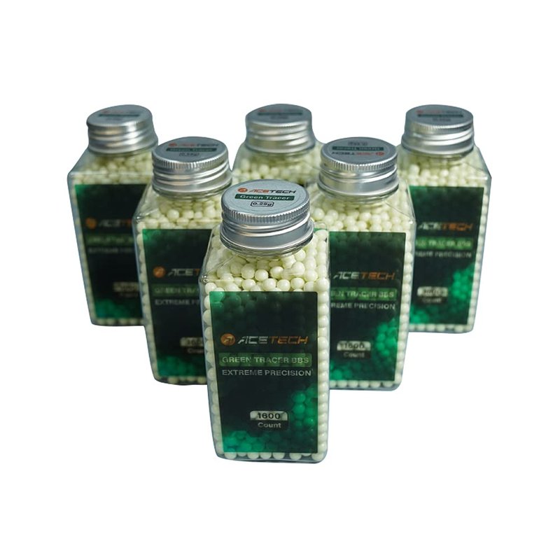 ACETECH Airsoft Tracer BB 6mm 9600 Count High Precision Polished Design (0.20g, Green)