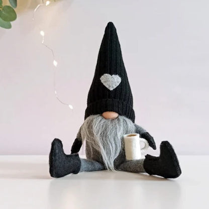 JstDoit 2 Pcs Coffee Gnomes Plush Bar Decor, Handmade Swedish Tomte Gnomes Gifts Farmhouse Scandinavian Figurine Gnome for Home Kitchen Coffee Station Table Shelf Decor