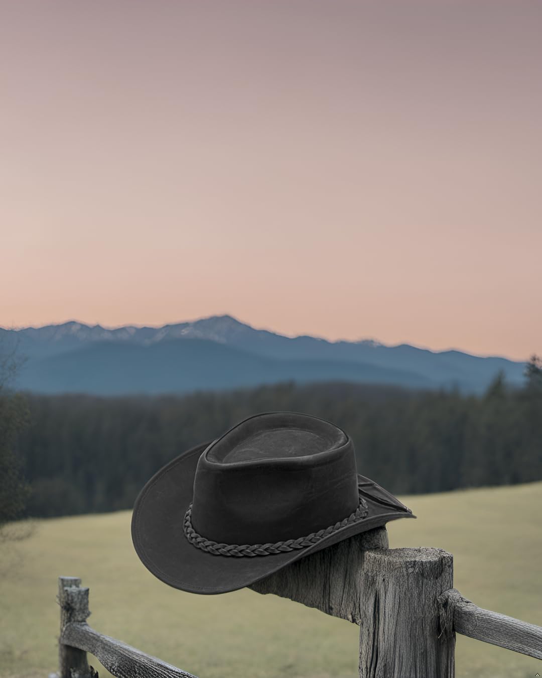 HADZAM Block Magnetic Gift Box Packed Grain Leather Cowboy hat for Men & Women Shapeable into Outback hat for Western Vintage Looks Black