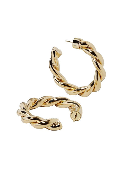 Jennifer Fisher, Twisted Lilly 10K Gold-Plated Huggie Earrings, Gold, Huggie