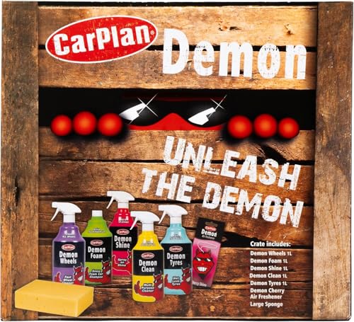 CarPlan Demon 7pc Car Care Gift Pack - Includes Demon Shine, Wheels, Foam, Tyres & More