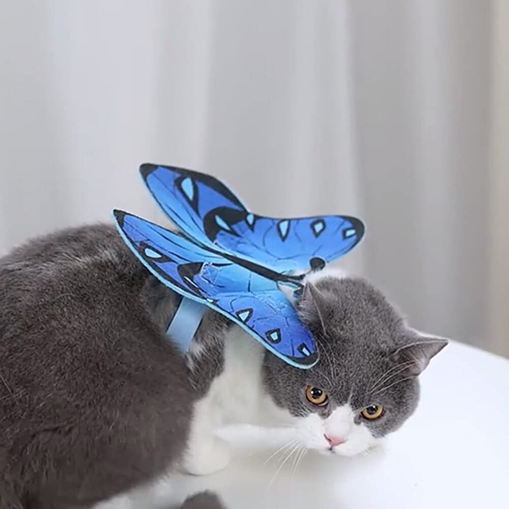 Cat Dog Butterfly Costume Wings for Halloween Party Decoration, Halloween Dog Cat Costume, Puppy Cat Dress Up Accessories (Blue)