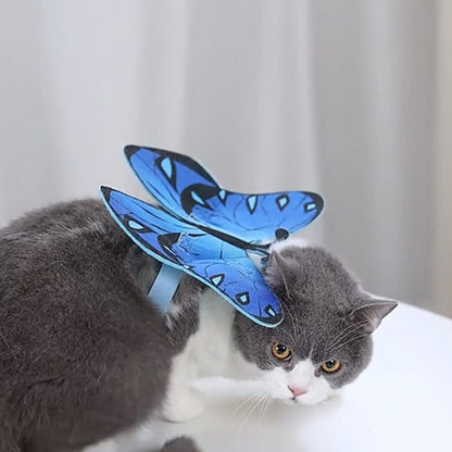 Cat Dog Butterfly Costume Wings for Halloween Party Decoration, Halloween Dog Cat Costume, Puppy Cat Dress Up Accessories (Blue)