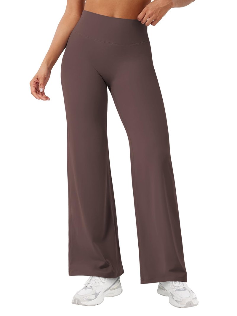 YEOREO Workout Leggings Womens No Front Seam Straight Leggings 29" High Waist Buttery Eddiy Gym Yoga Pants Plum Brown M