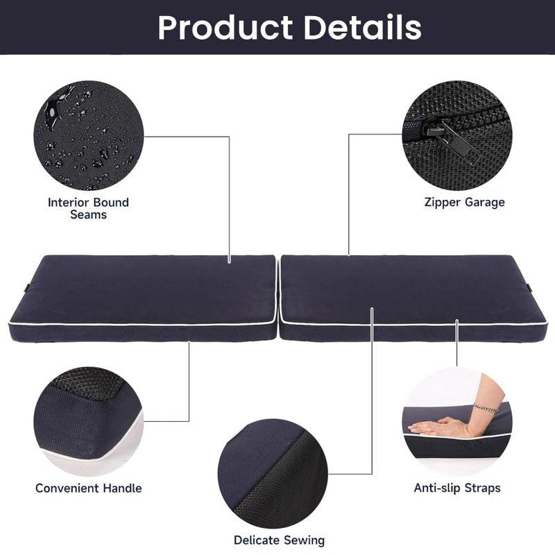 Boat Seat Cushion, Waterproof PU Leather Boat Bench/Seat Cushions, High Density Thick Sponge Bench Cushion, Removable Boat Seat Mat Soft(Length 56" x Width 15.6" x Height 2.8")