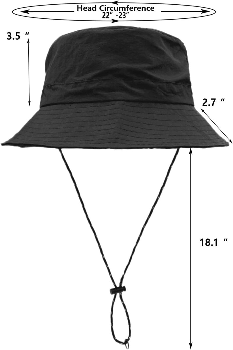 Waterproof Bucket Rain Hat - Quick Dry Packable Boonie Hat with UV Protection | Adjustable Chin Strap