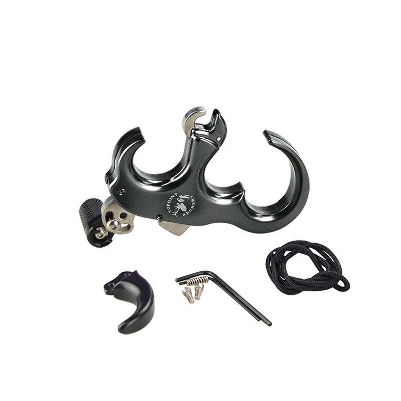 SHARROW Bow Release Aid 3/4 Fingers Automatic Archery Release Aluminium Alloy Thumb Trigger for Compound Bow Accessory (Black)