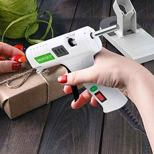 MONVICT Glue Gun Stand for Most Mini Glue Guns, Hot Glue Holder with Non-Stick Silicone Mat, Suction Cups, Helpful Tool for Make Your DIY, Crafts, Home School Project Well Bars Orderly (NOT Full Size)