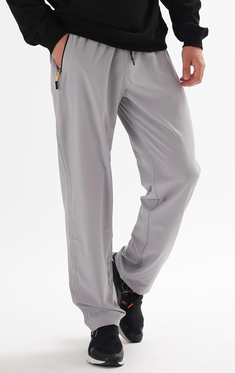 Men's Water-Resistant Hiking Pants - Quick-Dry Lightweight Outdoor Sweatpants with Zipper Pockets