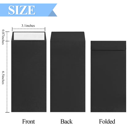 BONUS++ Envelope Set - 120 Envelopes for Cash, Checks, & Tickets; 80GSM, 3.2x6.6 inch Black Envelopes - Perfect for Cash Challenge Savers