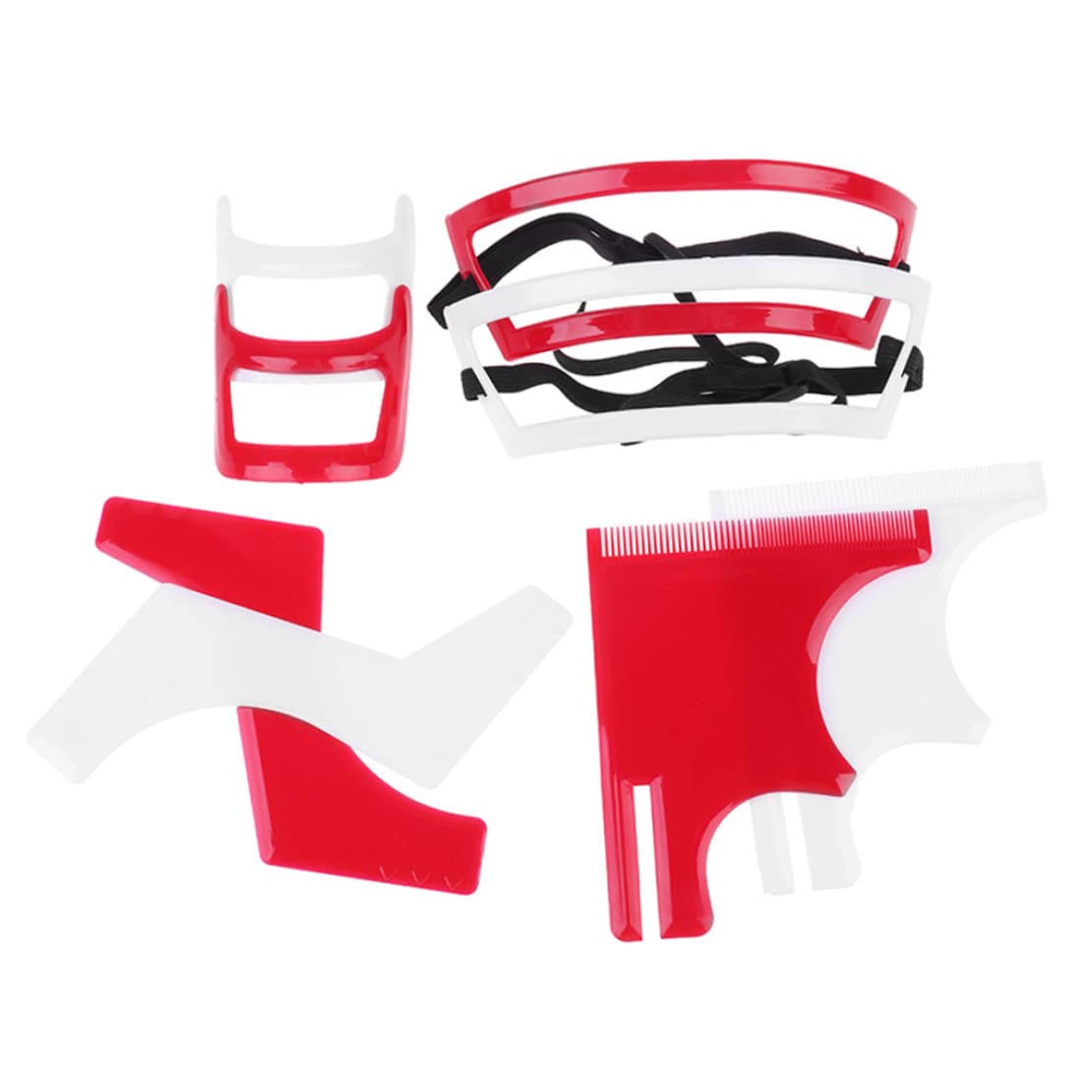 ESiiFuu Beard Shaping Tool Kit Neckline Shaving Template Guide Set for Men Hair Styling Red, Beard Shaping Tool Kit, Beard Trimmer Template Guide, Hair Styling Tools Kit