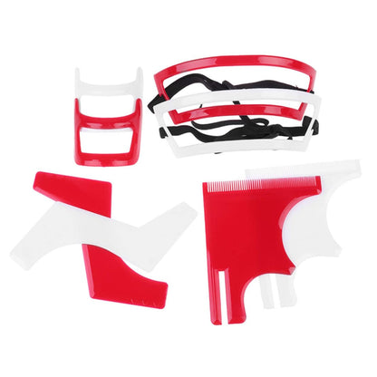 ESiiFuu Beard Shaping Tool Kit Neckline Shaving Template Guide Set for Men Hair Styling Red, Beard Shaping Tool Kit, Beard Trimmer Template Guide, Hair Styling Tools Kit