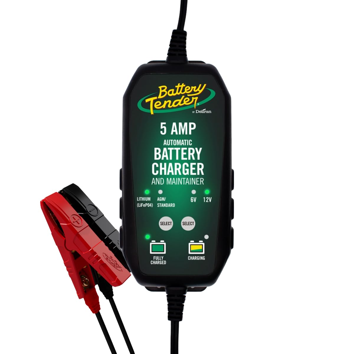 Battery Tender 5 AMP 12V Battery Charger and Maintainer - Automotive Smart Automatic Battery Charger for Cars SUVs and Trucks -Lead Acid, AGM, Gel, & Lithium - 022-0186G-DL-WH