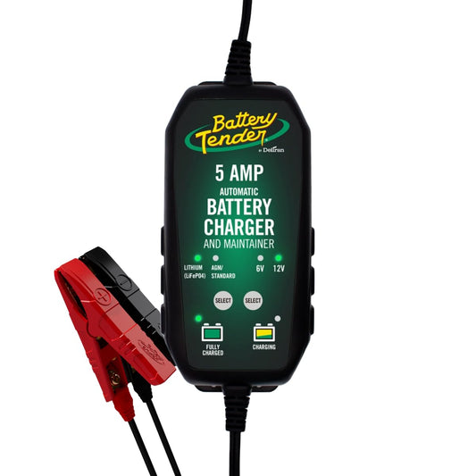 Battery Tender 5 AMP 12V Battery Charger and Maintainer - Automotive Smart Automatic Battery Charger for Cars SUVs and Trucks -Lead Acid, AGM, Gel, & Lithium - 022-0186G-DL-WH
