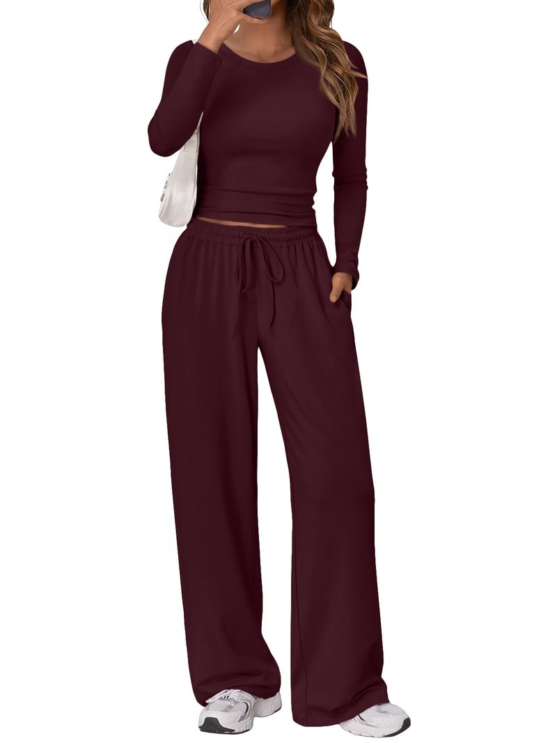 Trendy Queen Womens Two 2 Piece Matching Lounge Sets 2026 Early Fall Fashion Must Haves Y2K Workout Gym Clothes Comfy Airport Travel Vacation Luxury Outfits Sweatsuit Winter Clothing