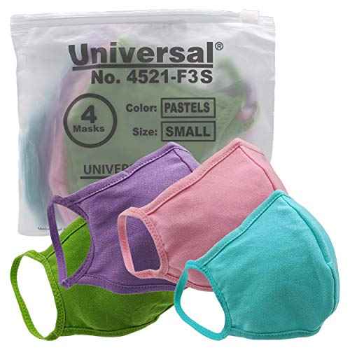 Universal Cloth Face Masks ? Reusable Dust & Allergy Masks ? 100% Cotton, 2 Layer, Washable, for Teens & Adults ? Protects from Dust, Pollen, Pet Dander & More (Pastels, Small- Pack of 4)
