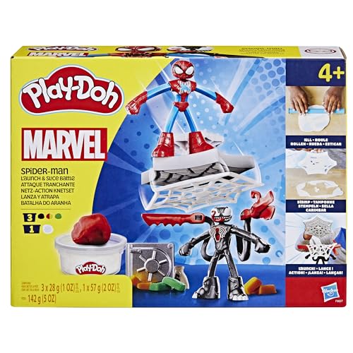 Play-Doh Spider-Man Launch & Slice Battle Playset, Non-Toxic Modelling Compound Set for Boys and Girls, Creative Toys for 4+ Year Old Kids