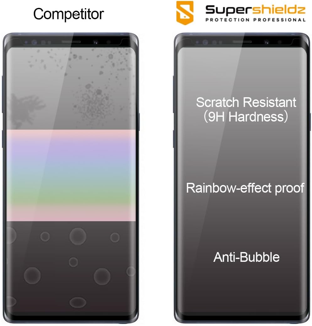 Supershieldz (2 Pack) Designed for Samsung Galaxy Note 9 Tempered Glass Screen Protector with (Easy Installation Tray) Anti Scratch, Bubble Free (Black)